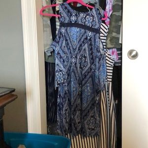 Shades of blue patterned dress- cut out shoulders